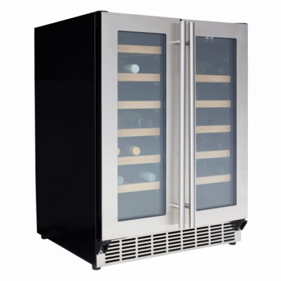Cookology CWC608SS 60cm Freestanding Wine Cooler, Dual Zones, Anti-UV Glass, 40 Bottles, 120L - Stainless Steel